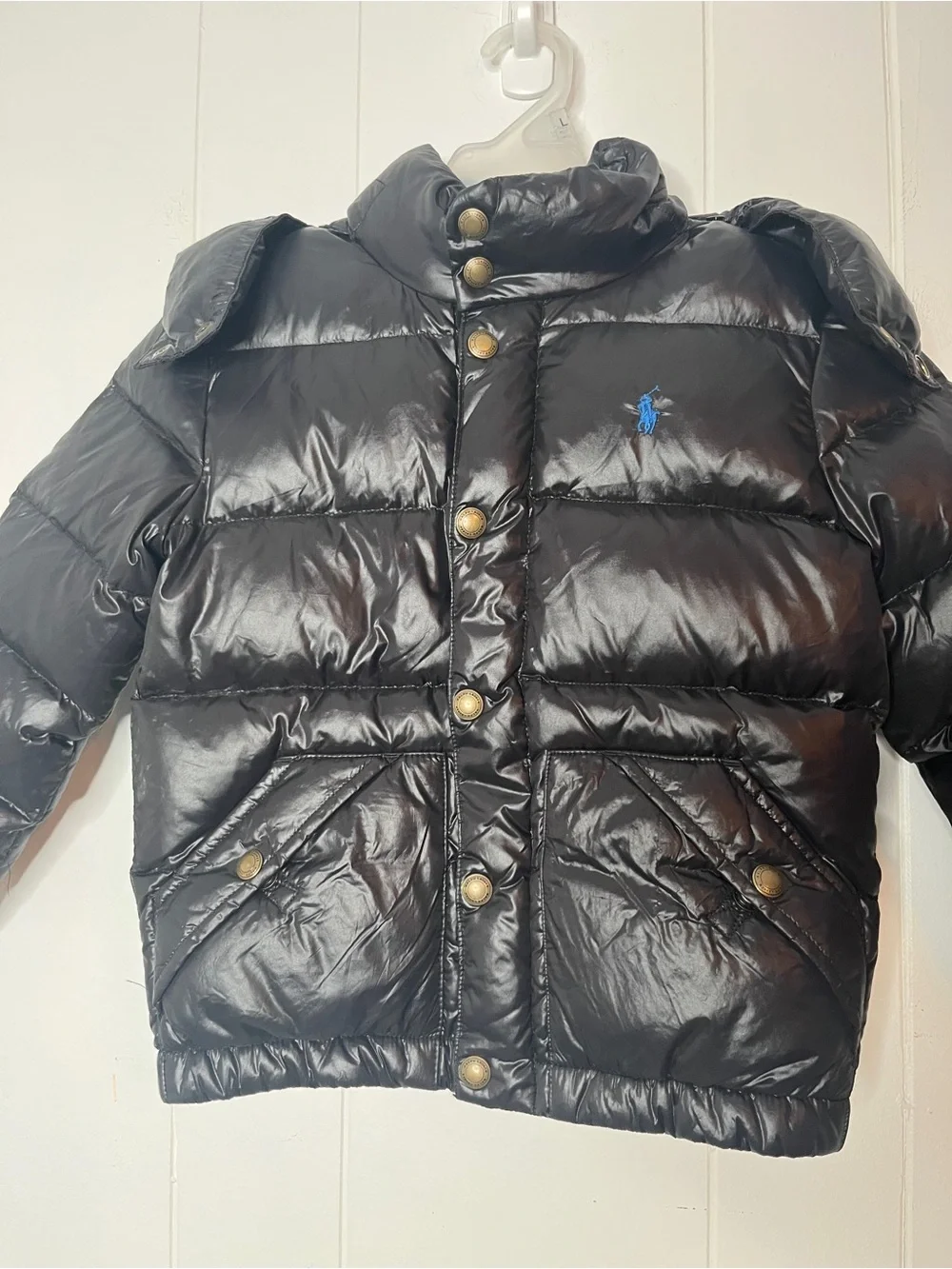 Polo Ralph Lauren Kids Black Down Puffer Jacket with Hood Boys 5 Winter